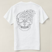 ミニマリストの天体ドクロ銀河ラインアートグラフィック Tシャツ (デザイン裏面)