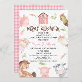 ミニマリストの女の子ファームをテーマにした赤ちゃんシャワー 招待状 (正面/裏面)