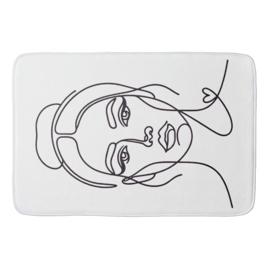 ミニマリストの女性の顔の線画バスマット バスマット (正面)