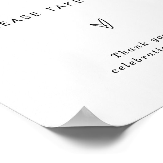 ミニマリストの好意のサイン |モダン結婚式の引き出物 ポスター (角)