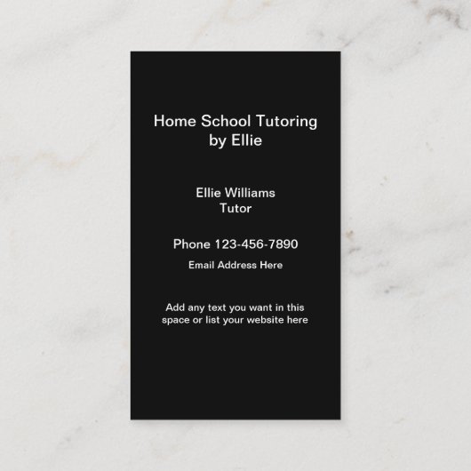 ミニマリストの学校の指導ビジネスカード 名刺 (裏面)