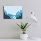 ミニマリストの山と川の風景 ポスター
