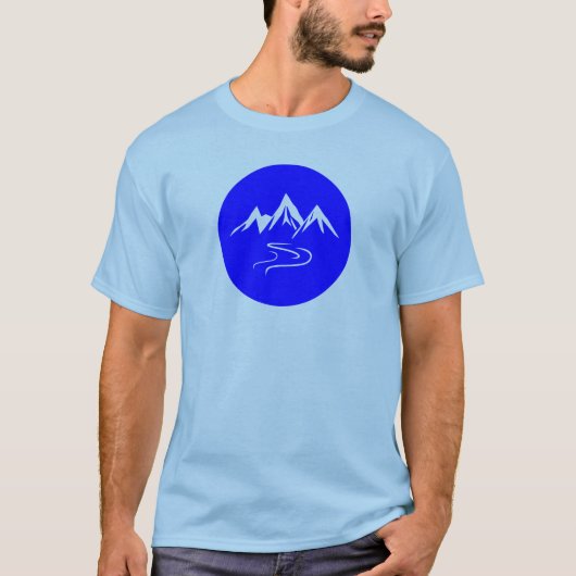 ミニマリストの山脈と曲がりくねった川 Tシャツ (正面)