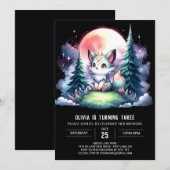 ミニマリストの幻想的なオオカミの誕生日 招待状 (正面/裏面)