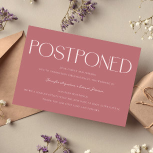 ミニマリストの延期された結婚式の更新 ピンク 招待状