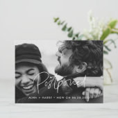 ミニマリストの延期された結婚式の最新情報写真 案内状 (スタンド正面)