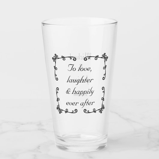 ミニマリストの後に幸せな引用文カスタムウェディング タンブラーグラス (正面)
