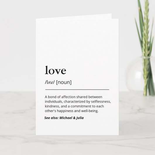 ミニマリストの愛の定義の記念日タイポグラフィ カード (正面)