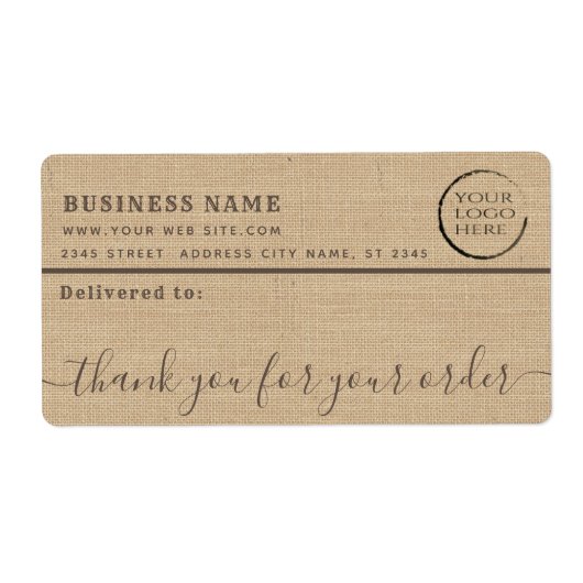 ミニマリストの感謝していバーラップあなたのビジネスの宛名ラベル ラベル (正面)