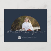 ミニマリストの感謝の写真 ネイビー グレー ポストカード (正面)
