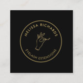 ミニマリストの手とラッシュサークルロゴ黒/金ゴールド スクエア名刺 (正面)