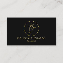 ミニマリストの手とラッシュロゴのメイクアップブラック/金ゴールド 名刺