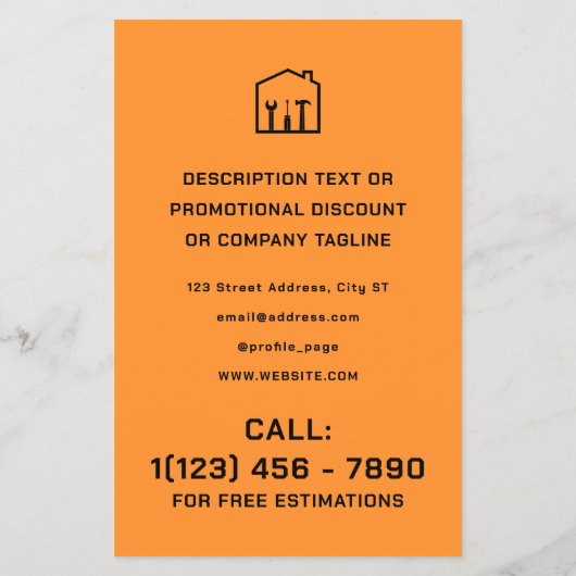 ミニマリストの手作り黒とオレンジ チラシ (裏面)