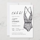 ミニマリストの手描きランジェリーシャワー 招待状 (正面)