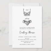 ミニマリストの手描きランジェリーシャワー 招待状 (正面)