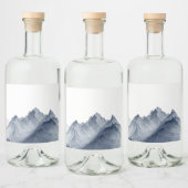 ミニマリストの手書き山景色スタイル リキュールボトルラベル (ボトル)