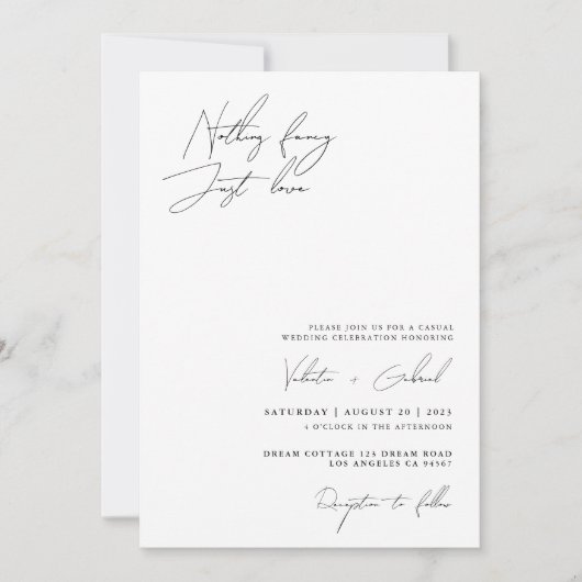 ミニマリストの手書き　飾らない愛 招待状 (正面)