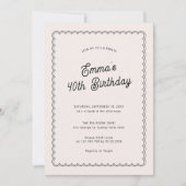 ミニマリストの斜面式40歳の誕生日パーティー 招待状 (正面)