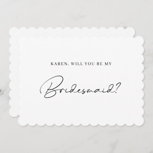 ミニマリストの斜面縁の花嫁の提案カード 招待状 (正面/裏面)