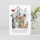 ミニマリストの新しいホームフォトレッドサンタスリー移動 シーズンカード (スタンド正面)