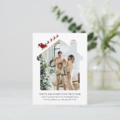 ミニマリストの新しいホームフォトレッドサンタスリー移動 シーズンポストカード (スタンド正面)