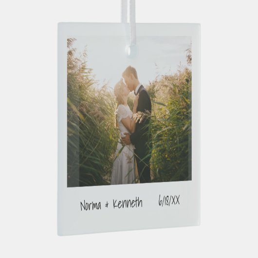 ミニマリストの新しい写真初めてのクリスマス ガラスオーナメント (正面右)