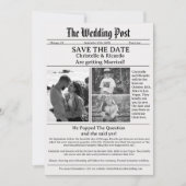 ミニマリストの新聞結婚式の日付を保存 招待状 (正面)