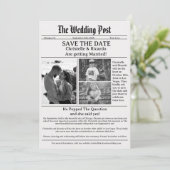 ミニマリストの新聞結婚式の日付を保存 招待状 (スタンド正面)