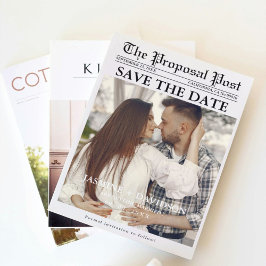 ミニマリストの新聞結婚式の日付を保存 招待状