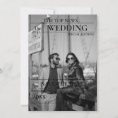 ミニマリストの新聞結婚式の日付を保存 招待状 (正面)