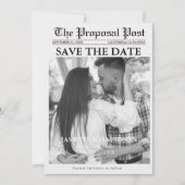 ミニマリストの新聞結婚式の日付を保存 招待状 (正面)