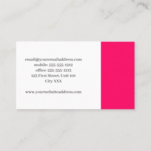 ミニマリストの明るいピンクと白 名刺 (裏面)