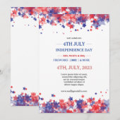 ミニマリストの星 赤と青の4日間 アメリカ独立記念日イベント 招待状 (正面/裏面)