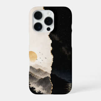 ミニマリストの昼と夜の風景スマホケースデザイン iPhone 16 PROケース