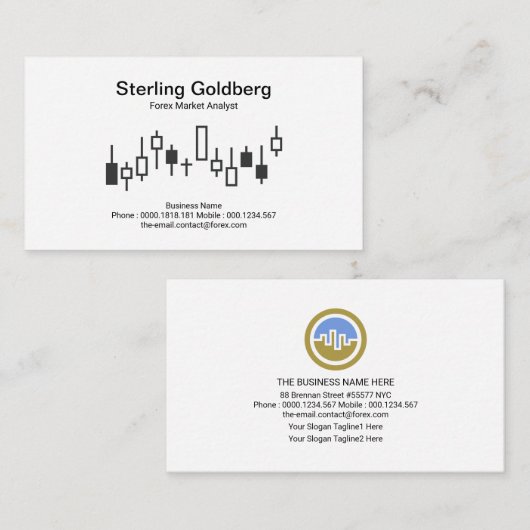 ミニマリストの普通株式取引所グラフ為替先物ディーラー 名刺 (正面/裏面)