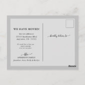 ミニマリストの書道のブラック・ムービング・アナウンス ポストカード (裏面)