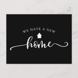 ミニマリストの書道のブラック・ムービング・アナウンス ポストカード