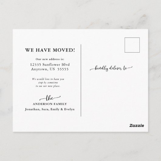 ミニマリストの書道の動きの発表 ポストカード (裏面)