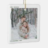 ミニマリストの最初の結婚したクリスマススクリプトの写真 セラミックオーナメント (右)