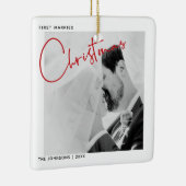 ミニマリストの最初の結婚したクリスマススクリプトの写真 セラミックオーナメント (右)
