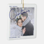 ミニマリストの最初の結婚したクリスマススクリプトの写真 セラミックオーナメント (右)