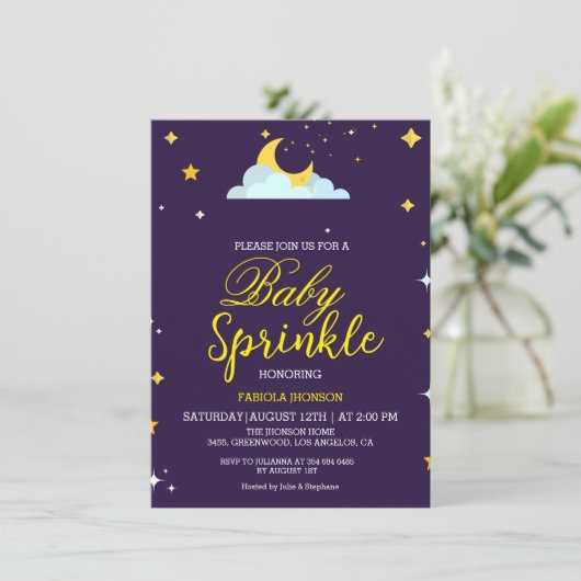 ミニマリストの月を超えたベイビーブランチシャワー 招待状 (スタンド正面)