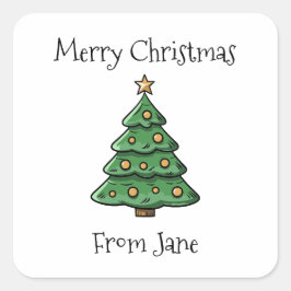 ミニマリストの木からシンプルのメリークリスマス スクエアシール