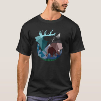 ミニマリストの森の動物たち ビンテージ Tシャツ