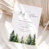 ミニマリストの森の松の木のベイビーシャワー 招待状