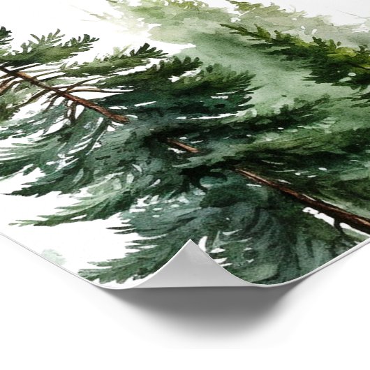 ミニマリストの森の松の木ベビーシャワーへようこそ ポスター (角)