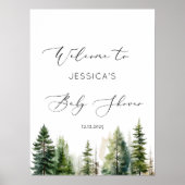 ミニマリストの森の松の木ベビーシャワーへようこそ ポスター (正面)