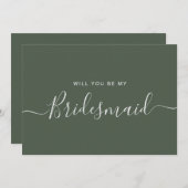 ミニマリストの森の緑の花嫁の提案 招待状 (正面/裏面)