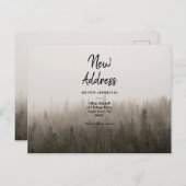 ミニマリストの森林の霧の多い風景の発表 ポストカード (正面/裏面)