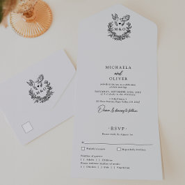 ミニマリストの植物学エレガントのドーム結婚スクリプト オールインワン招待状